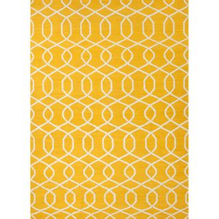 Handmade Flat Weave Geometric Pattern Yellow Rug (5 X 8)