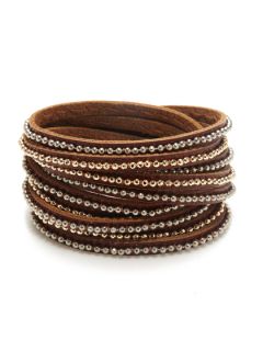 Leather Beaded Wrap Bracelet by Presh