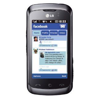 LG KM555 Unlocked Quad Band Phone with 3 MP Camera, Push E mail, Bluetooth, Wi Fi and MicroSD Slot  International Version with Warranty (Black) Cell Phones & Accessories