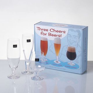 'three cheers for beers' beer glass set by whisk hampers