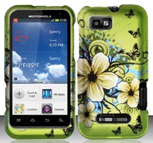 Motorola Defy XT XT556 / XT557 (StraightTalk/US Cellular) Hawaiian Flowers Design Hard Case Snap On Protector Cover + Car Charger + Free Opening Tool + Free American Flag Pin Cell Phones & Accessories