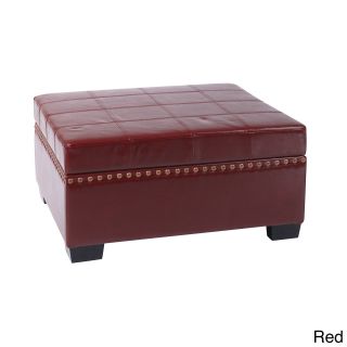 Contemporary Eco leather Storage Ottoman With Solid Wood Legs