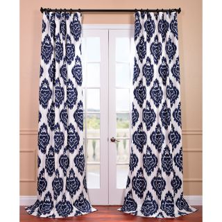 Ikat Blue Printed Cotton Curtain Panel