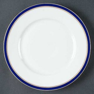 Ceralene Diplomat Blue Dessert Luncheon Plate, Fine China Dinnerware   Blue, Gol