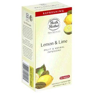 Heath & Heather Herbal Tea, Lime & Lemon, Tea Bag, 20 Count Boxes (Pack of 12)  Herbal Remedy Teas  Grocery & Gourmet Food