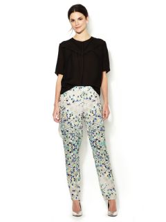 Construction Printed Silk Pant by Stylein