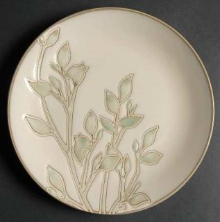 Home Trends Foli Salad Plate, Fine China Dinnerware   Green Leaves On White,Coup