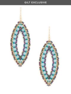 Blue Open Marquise Drop Earrings by Miguel Ases