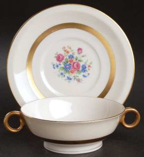 Haviland Gainsborough (New York) Footed Cream Soup Bowl & Saucer Set, Fine China