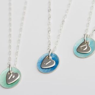 personalised enamelled heart pendant by carole allen silver jewellery