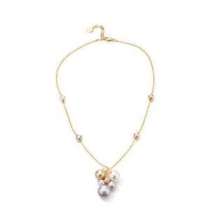 Majorica Multicolor Manmade Organic Pearl Cluster Vermeil 19" Necklace