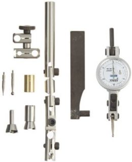 Fowler 52 562 100 Horizontal White Dial X Test Indicator and Accessory Combo Kit, 0.0005" Graduation Interval, 1.5" Diameter