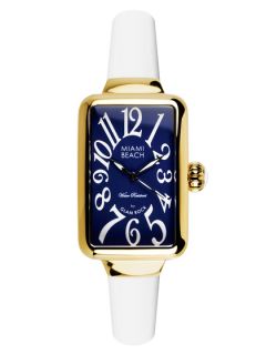 Womens White Silicone & Navy Blue Dial Watch by GlamRock