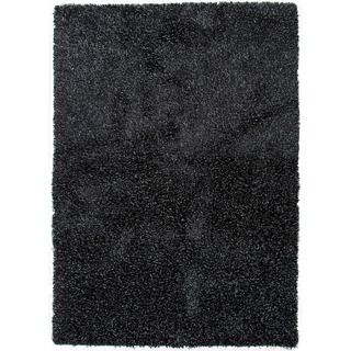Handwoven Solid pattern Gray/ Black Ultra plush Shag Rug (76 X 96)