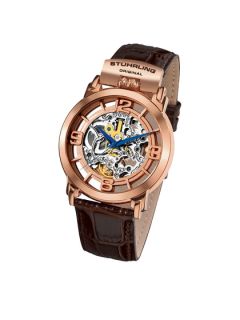 Mens Winchester Round Rose Gold & Brown Watch by Stuhrling Original