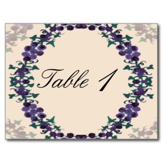 Grapevine Wreath Wedding Table Number Postcards