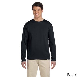 Gildan Mens Softstyle Cotton Long Sleeve T shirt Black Size XXL