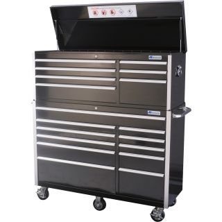 Montezuma Locking 11-Drawer Bottom Rolling Chest Cabinet — 56in.W x 20 1/8in.D x 41 1/2in.H, Model# BK5611TC  Tool Chests