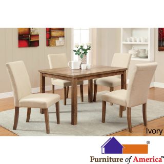 Furniture Of America Furniture Of America Seline Weathered Elm 5 piece 48 inch Table Dining Set Ivory Size 5 Piece Sets