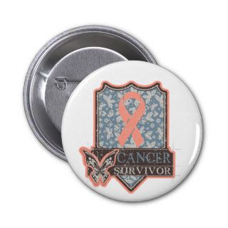 Uterine Cancer Survivor Vintage Butterfly Buttons