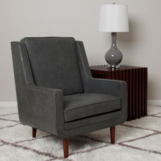 Moss Oxford Leather Grey Accent Chair
