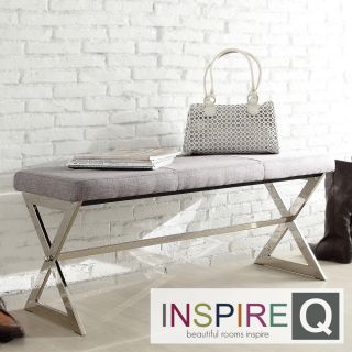Inspire Q Southport Grey Linen 40 inch Metal Bench