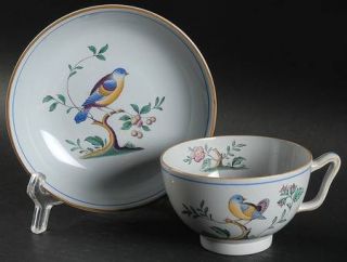 Spode QueenS Bird (Y4973, Fine Stone, Older) Canton Shape Footed Cup & Saucer S