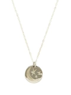 Silver Moon & Stars Disc Pendant Necklace by Emily & Ashley