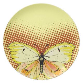 Yellow Cleopatra Butterfly on Dots Plates