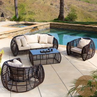 Christopher Knight Home Christopher Knight Home St. Croix Rounded Outdoor 4 piece Seating Set Brown Size 4 Piece Sets