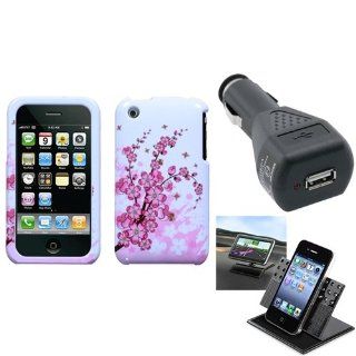 eForCity Car Charger + Holder + Spring Flowers Phone Case Cover compatible with Apple® iPhone® 3GS/3G Cell Phones & Accessories