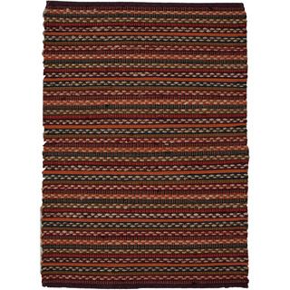 Handwoven Naturals Stripe Pattern Multicolor Cotton blend Rug (2 X 3)