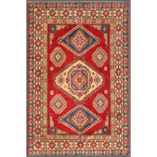 Afghan Hand knotted Kazak 6'4 x 9'7 Red Wool Area Rug (Afghanistan) 5x8   6x9 Rugs