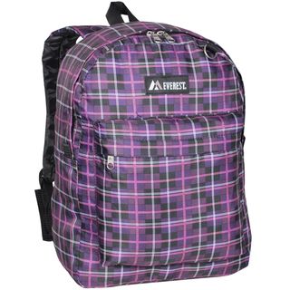 Everest 16.5 inch Purple Black Plaid Printed Backpack