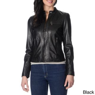 Bernardo Bernardo Womens Stitch And Zipper Detail Leather Jacket Black Size XS (2  3)