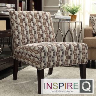 Inspire Q Peterson Mocha Wavy Stripe Slipper Chair