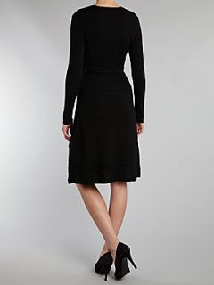 Lauren by Ralph Lauren Long sleeve v neck dress with belt Black