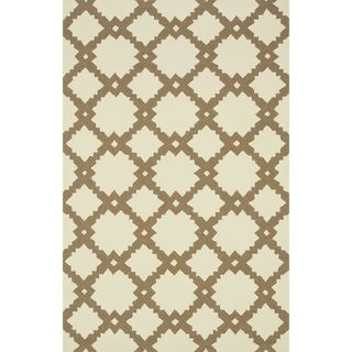 Alexander Home Hand hooked Indoor/ Outdoor Capri Ivory/ Taupe Rug (76 X 96) Ivory Size 8 x 10