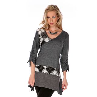 Lily By Firmiana Womens Grey Patchwork Argyle Sweater Black Size S (4  6)