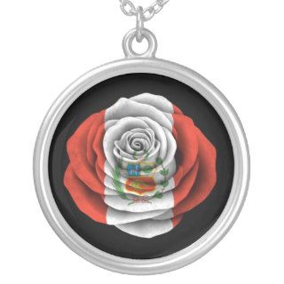 Peruvian Rose Flag on Black Pendants