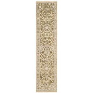 Safavieh Hand knotted Ganges River Ivory/ Green Wool Rug (26 X 10)