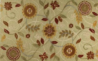 Bashian Verona Collection Floral Scrolls 100 Percent Wool Pile Area Rug, 7 Feet 6 Inch by 9 Feet 6 Inch, Light Green  