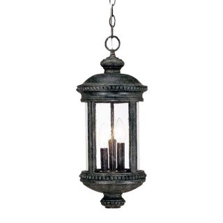 Hanging Lantern 3 light Outdoor Stone Light Fixture With Glass Shade