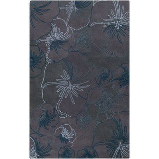 Hand tufted Malene B Destinations Floral Charcoal Wool Rug (8 X 11)