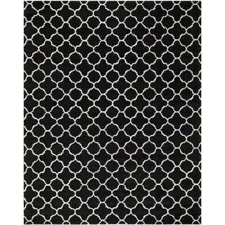 Handmade Moroccan Geometric Black Wool Rug (8 X 10)