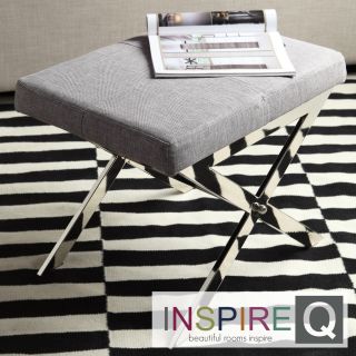 Inspire Q Southport Grey Linen 22 inch Metal Bench