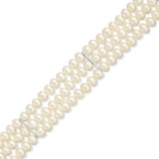 5mm Cultured Freshwater Pearl Three Strand Bracelet in Sterling