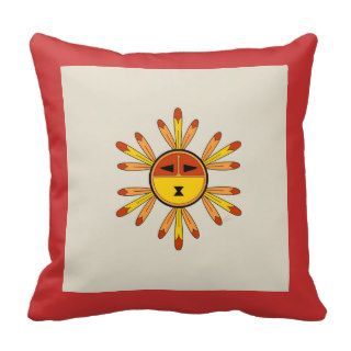 Feathered Katsina Sunface Throw Pillows