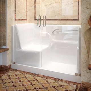 Mountain Home 30x60 Right Drain Seated Shower With Swinging Glass Doors