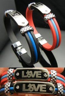 SALE OUT LIMITED STOCK TF567   2 pcs Laser LOVE Male Female Sign Crystal Pendant Couple Bracelet Lover Health & Personal Care